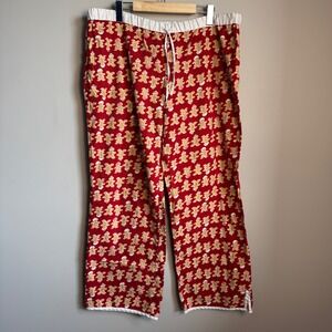 Old Navy Womens Vintage Gingerbread Man Pajama Pants Red Sleepwear Large Festive